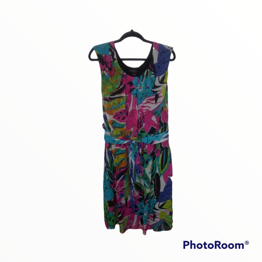 Colorful Plus Size Tropical Print Dress